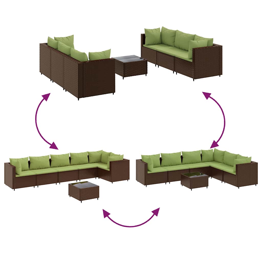 7-delige Loungeset met kussens poly rattan bruin is nu te koop bij PeponiXL, paradijselijk wonen!