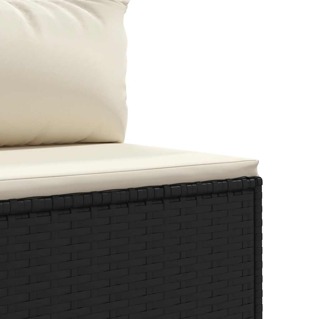 7-delige Loungeset met kussens poly rattan zwart