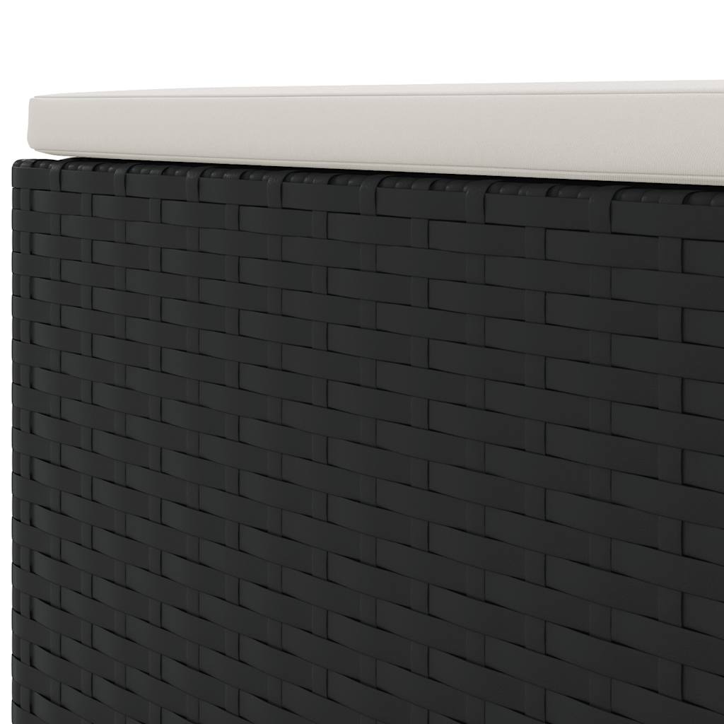 7-delige Loungeset met kussens poly rattan zwart