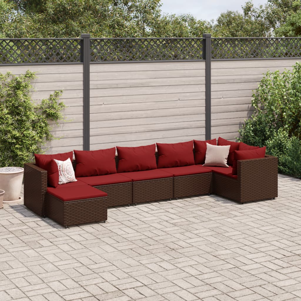7-delige Loungeset met kussens poly rattan bruin is nu te koop bij PeponiXL, paradijselijk wonen!