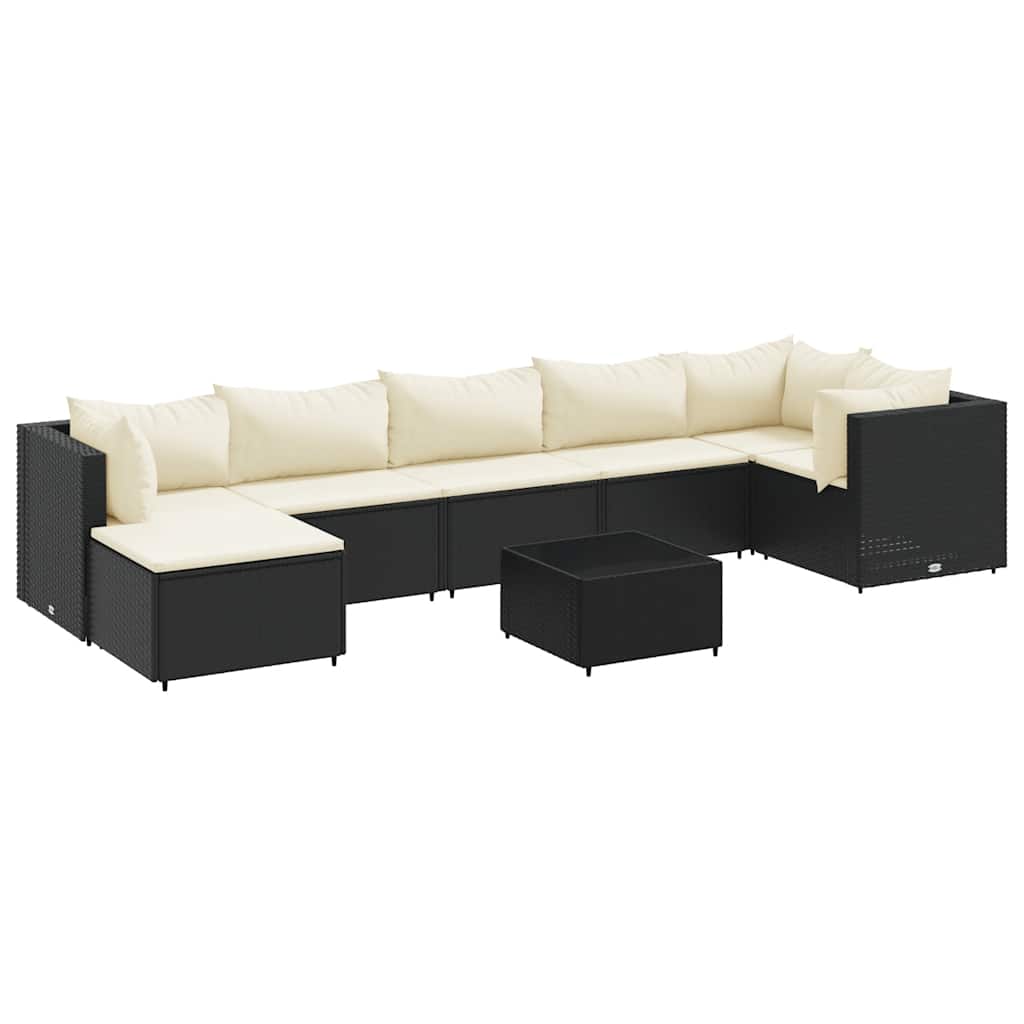8-delige Loungeset met kussens poly rattan zwart is nu te koop bij PeponiXL, paradijselijk wonen!
