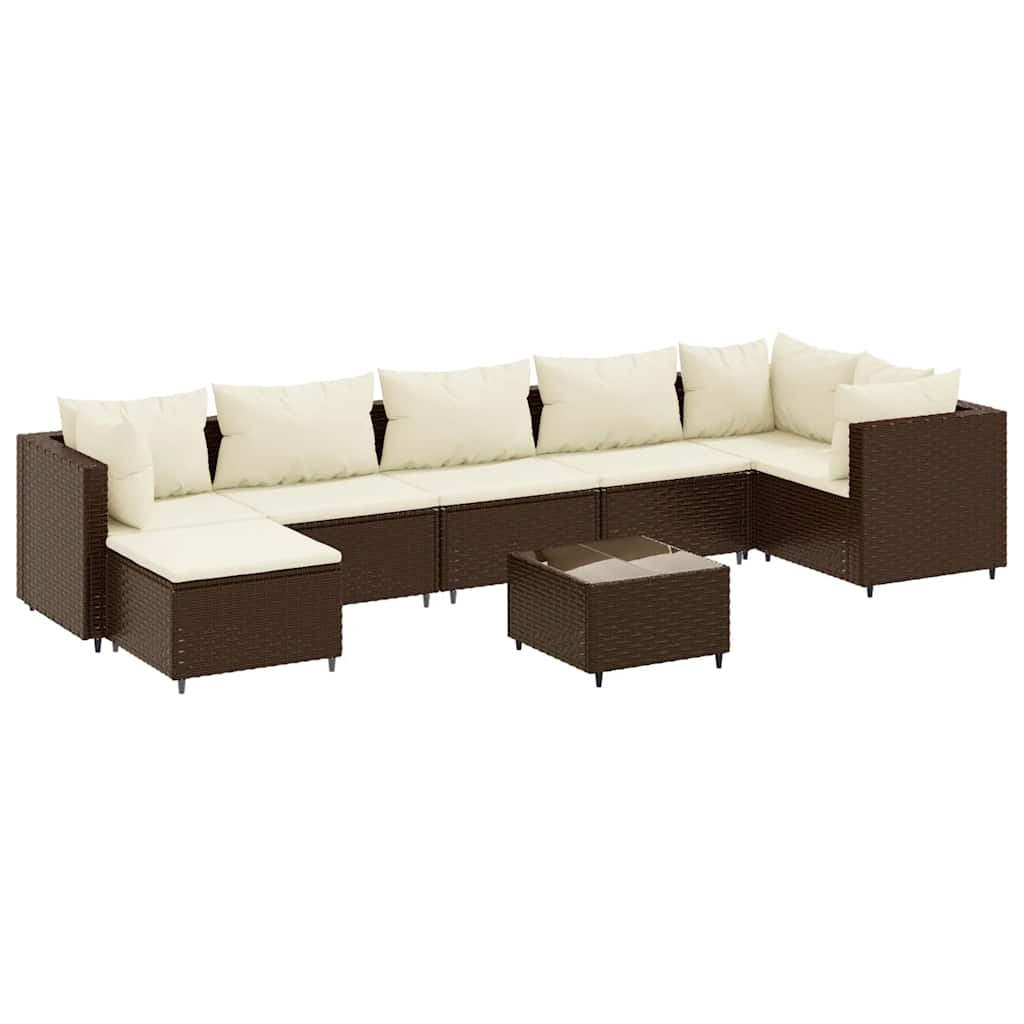 8-delige Loungeset met kussens poly rattan bruin is nu te koop bij PeponiXL, paradijselijk wonen!