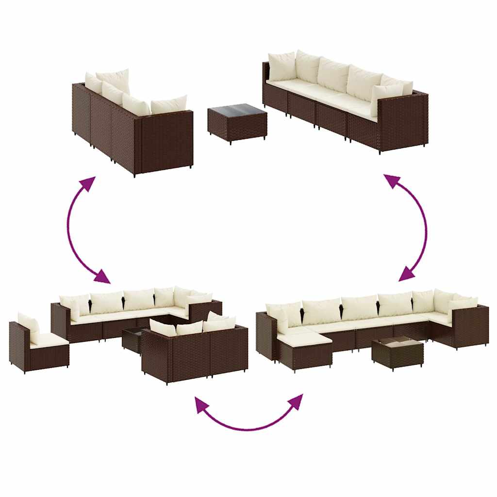 8-delige Loungeset met kussens poly rattan bruin is nu te koop bij PeponiXL, paradijselijk wonen!