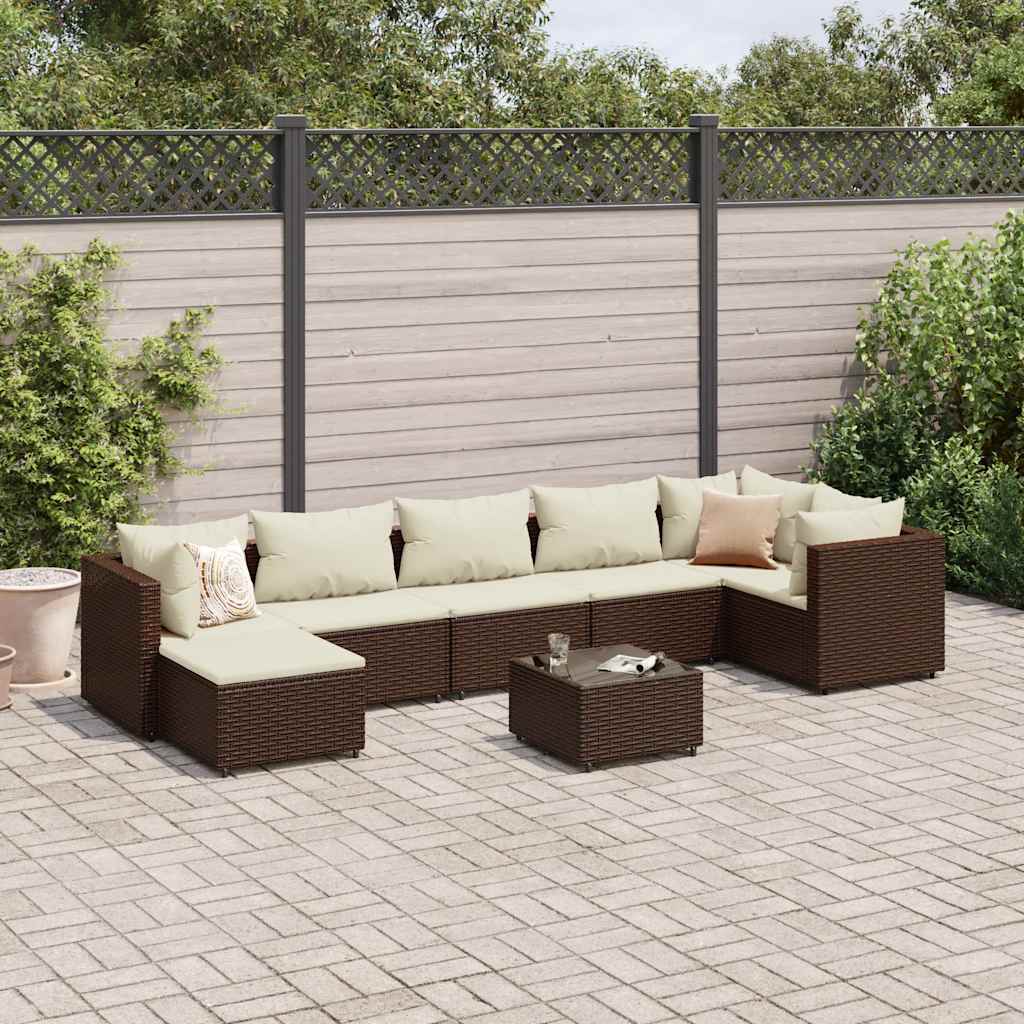 8-delige Loungeset met kussens poly rattan bruin is nu te koop bij PeponiXL, paradijselijk wonen!
