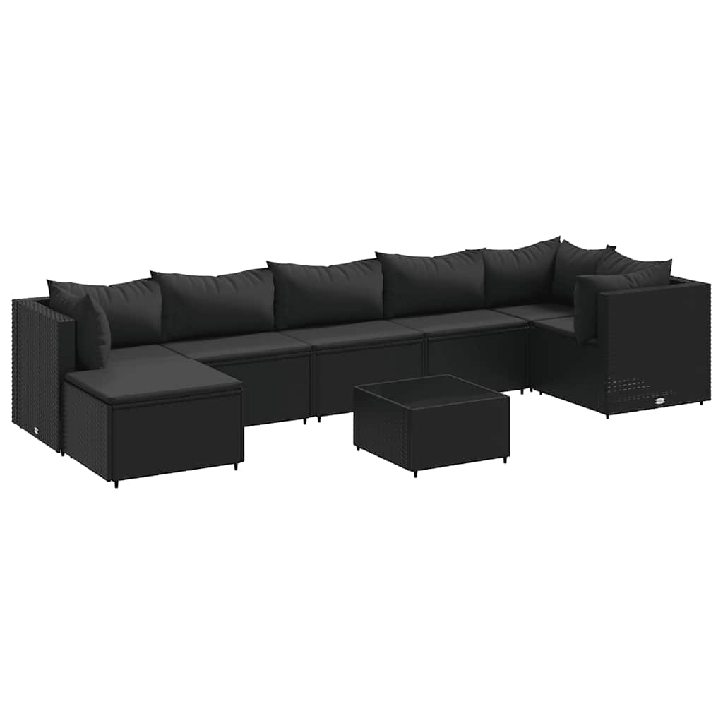 8-delige Loungeset met kussens poly rattan zwart is nu te koop bij PeponiXL, paradijselijk wonen!