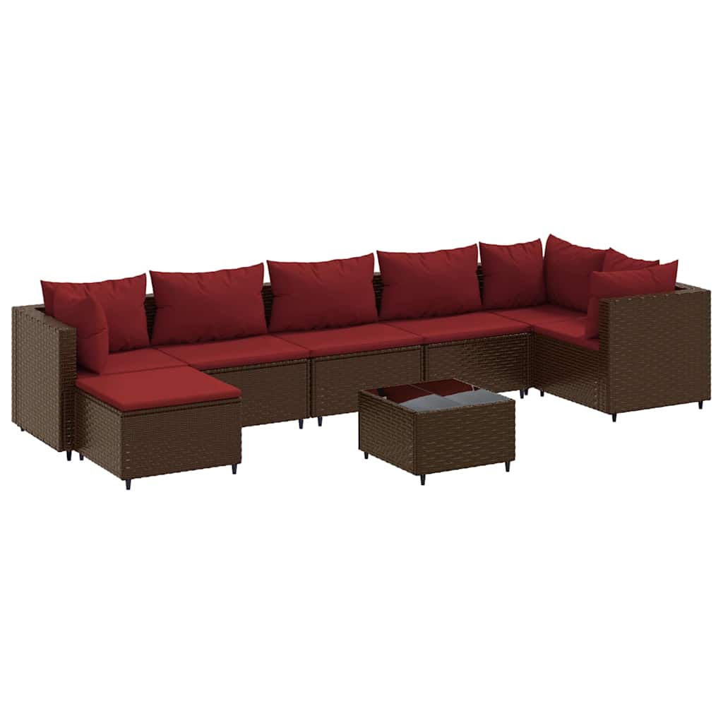 8-delige Loungeset met kussens poly rattan bruin is nu te koop bij PeponiXL, paradijselijk wonen!
