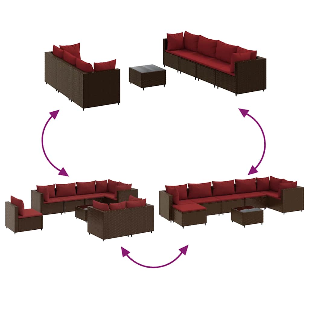 8-delige Loungeset met kussens poly rattan bruin is nu te koop bij PeponiXL, paradijselijk wonen!