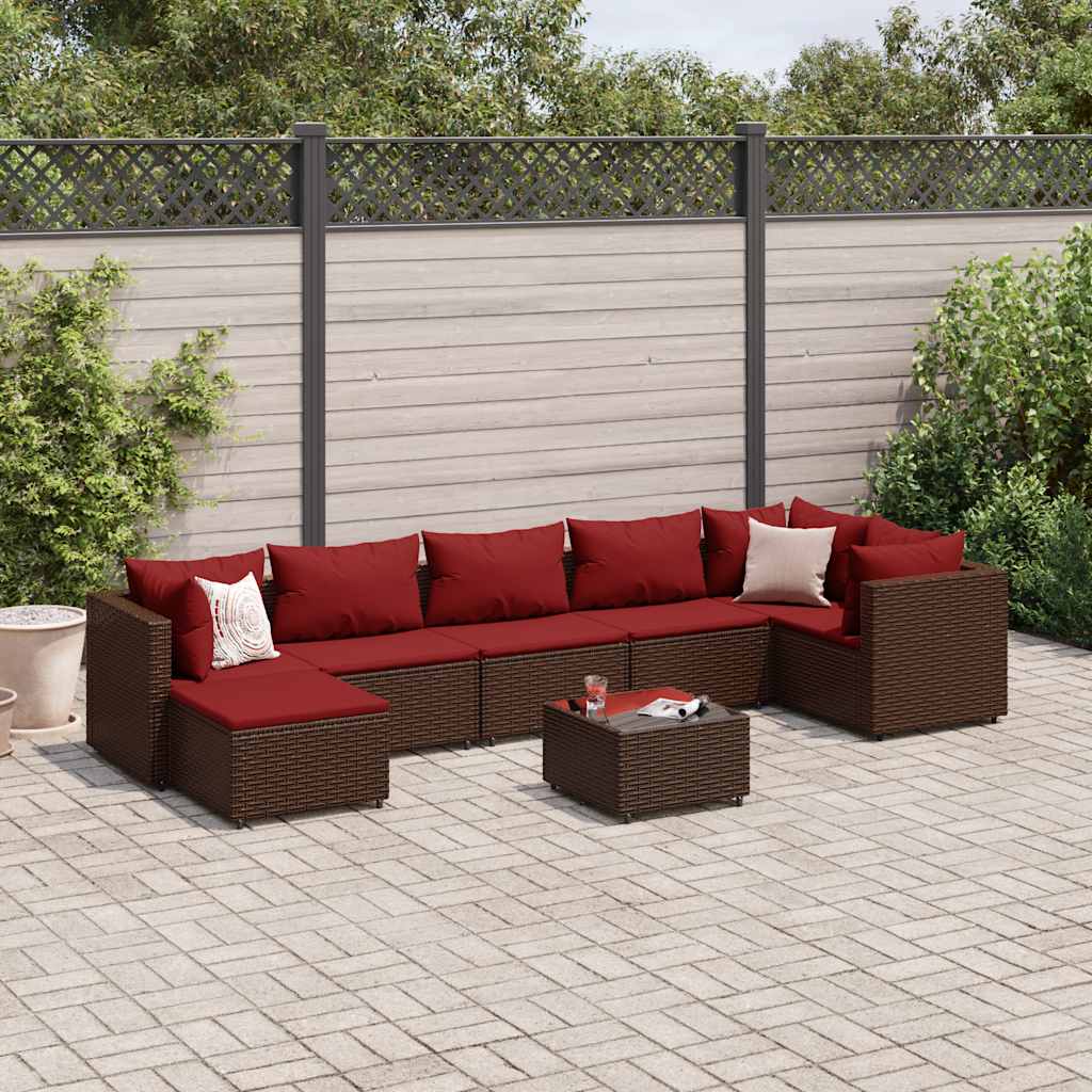 8-delige Loungeset met kussens poly rattan bruin is nu te koop bij PeponiXL, paradijselijk wonen!