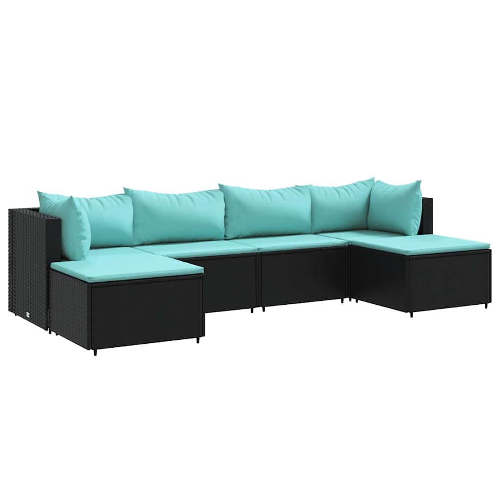 6-delige Loungeset met kussens poly rattan zwart is nu te koop bij PeponiXL, paradijselijk wonen!