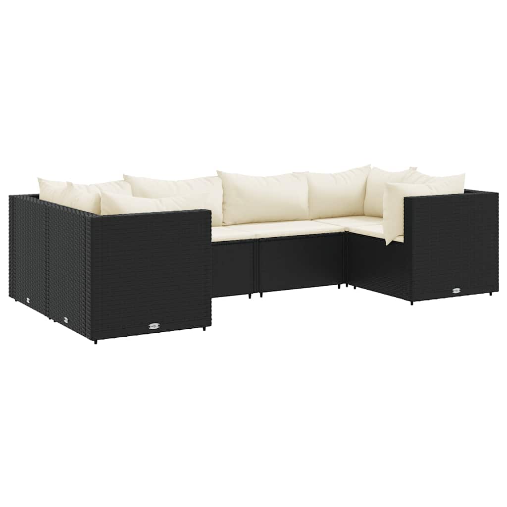 6-delige Loungeset met kussens poly rattan zwart is nu te koop bij PeponiXL, paradijselijk wonen!
