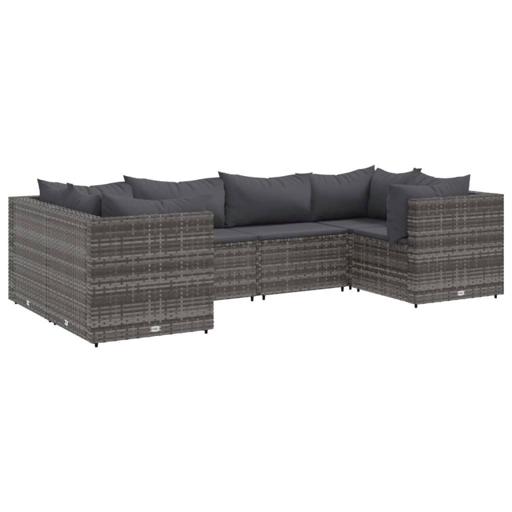 6-delige Loungeset met kussens poly rattan grijs is nu te koop bij PeponiXL, paradijselijk wonen!