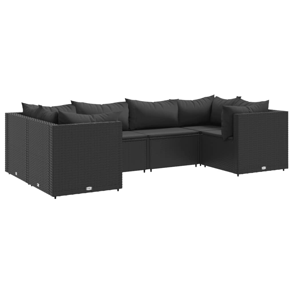 6-delige Loungeset met kussens poly rattan zwart is nu te koop bij PeponiXL, paradijselijk wonen!