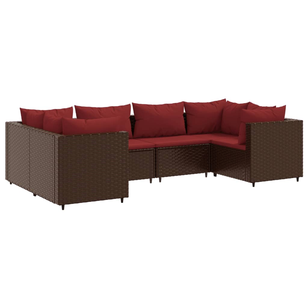 6-delige Loungeset met kussens poly rattan bruin is nu te koop bij PeponiXL, paradijselijk wonen!