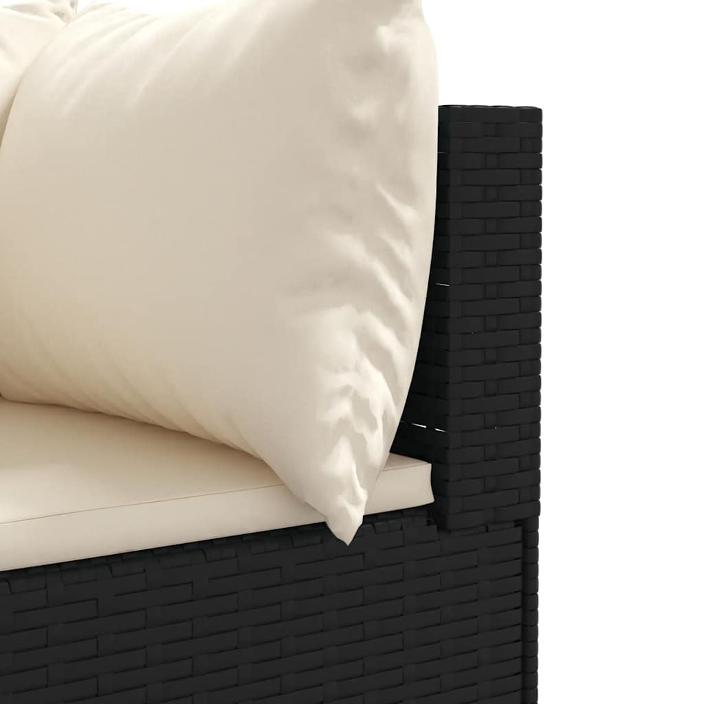 7-delige Loungeset met kussens poly rattan zwart