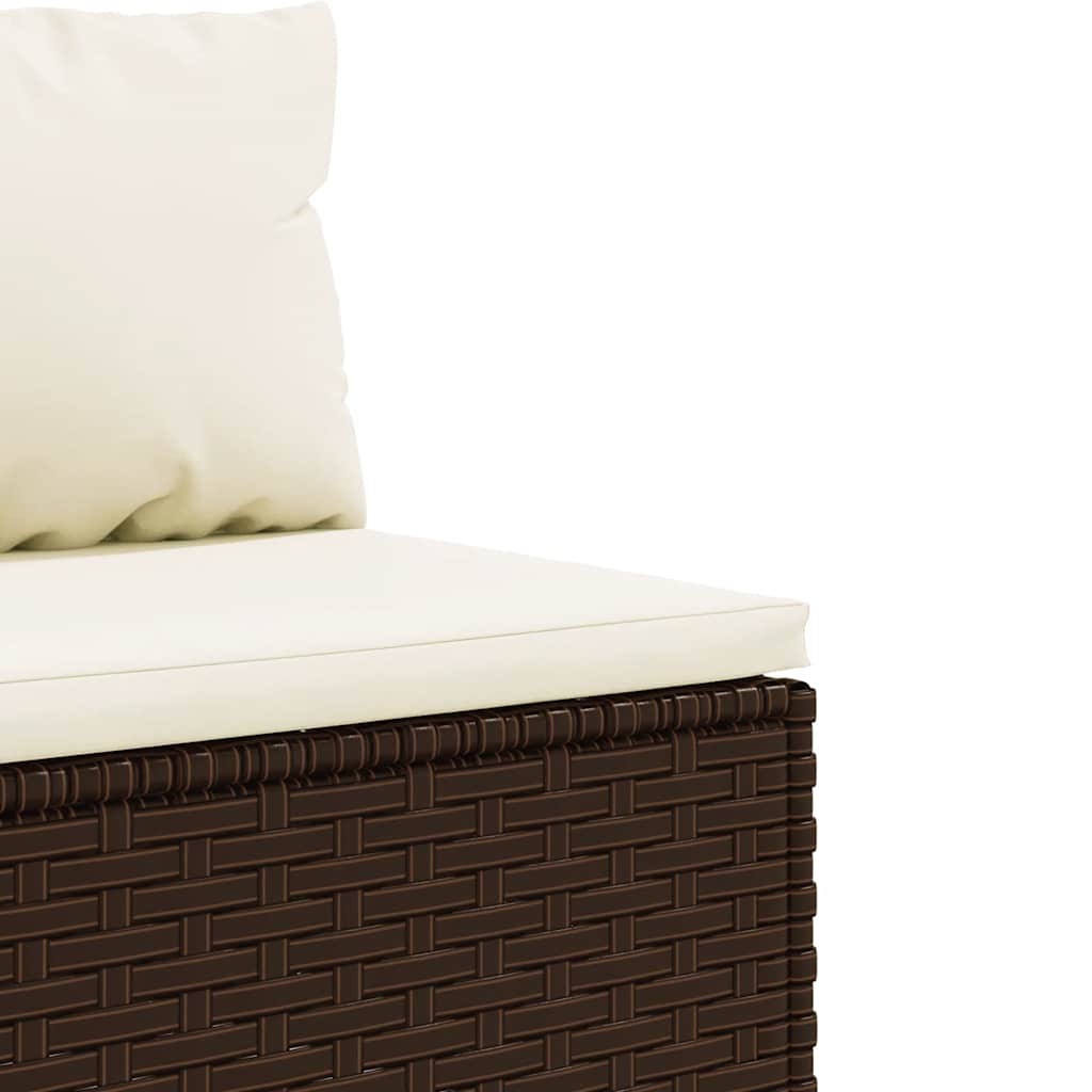 7-delige Loungeset met kussens poly rattan bruin