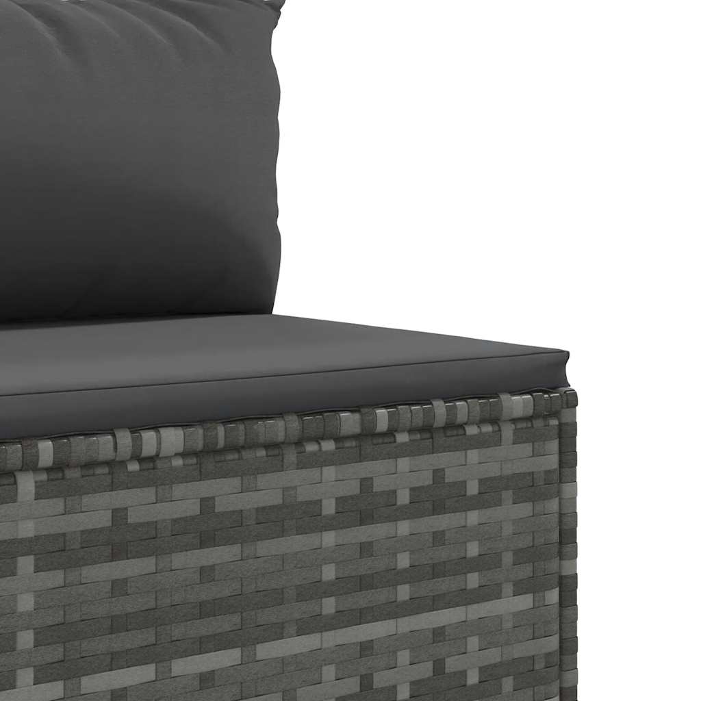 7-delige Loungeset met kussens poly rattan grijs