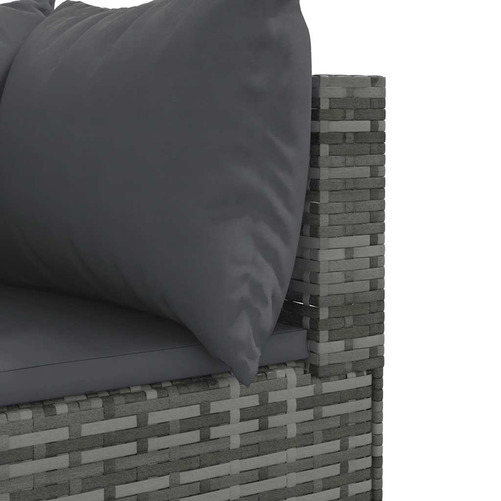 7-delige Loungeset met kussens poly rattan grijs