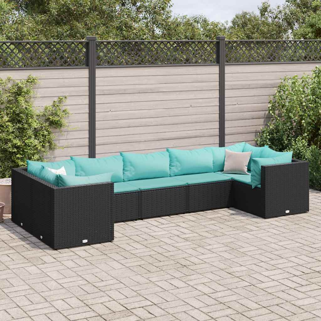 7-delige Loungeset met kussens poly rattan zwart is nu te koop bij PeponiXL, paradijselijk wonen!