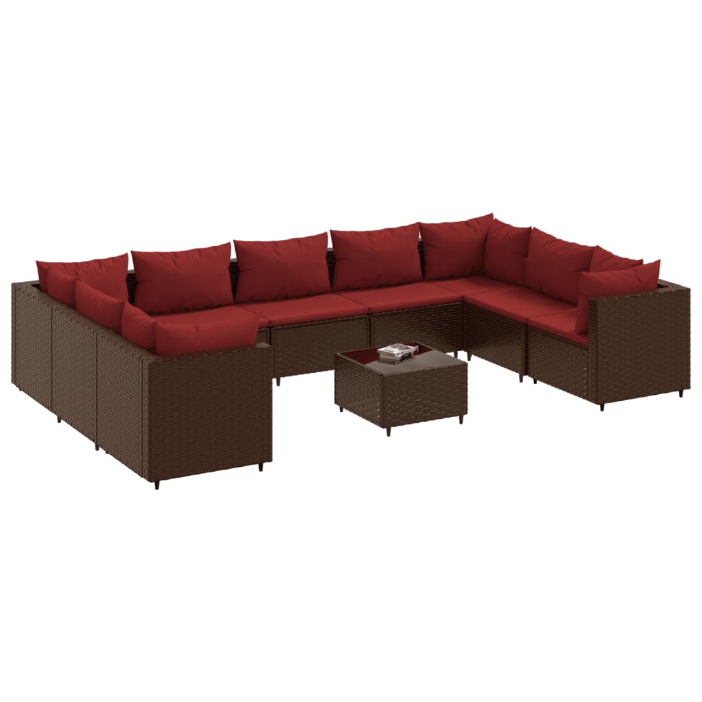 10-delige Loungeset met kussens poly rattan bruin is nu te koop bij PeponiXL, paradijselijk wonen!