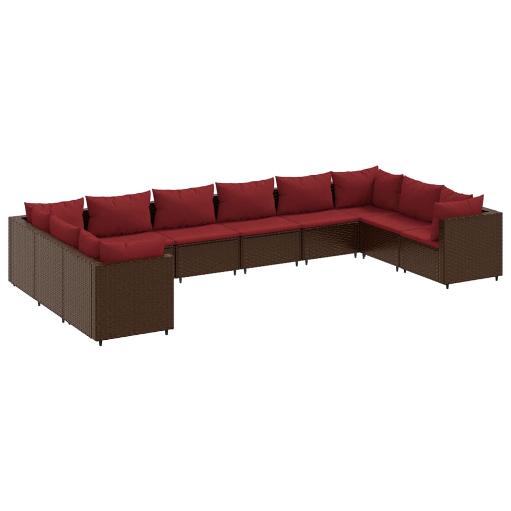 10-delige Loungeset met kussens poly rattan bruin is nu te koop bij PeponiXL, paradijselijk wonen!