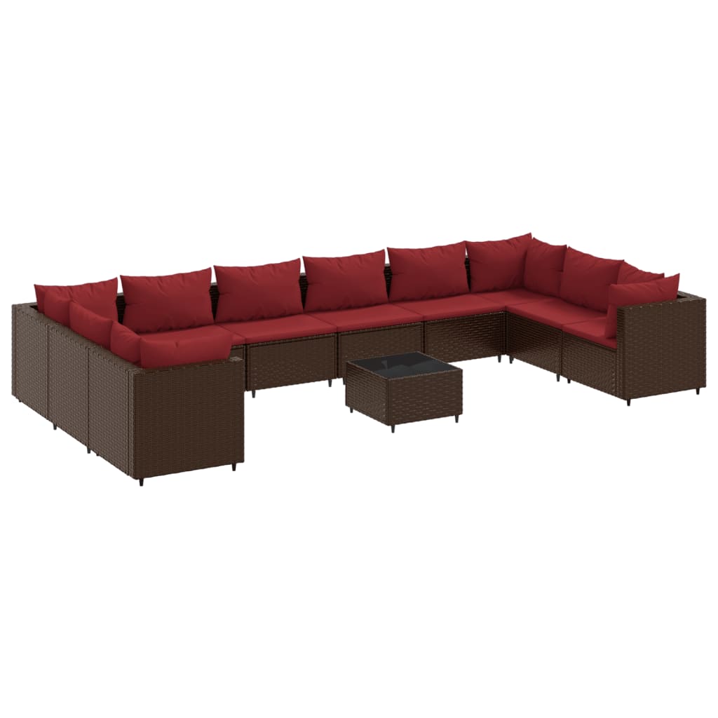 11-delige Loungeset met kussens poly rattan bruin is nu te koop bij PeponiXL, paradijselijk wonen!