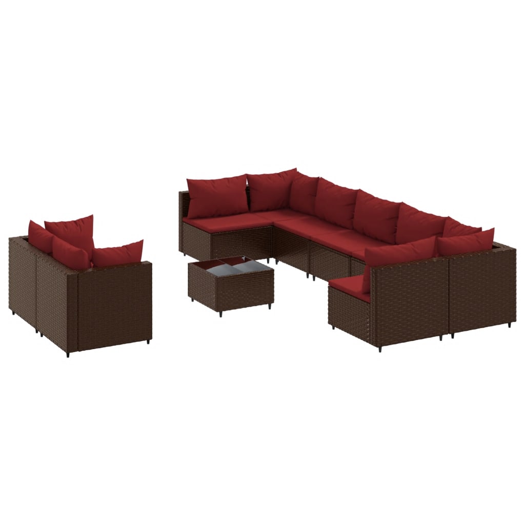 10-delige Loungeset met kussens poly rattan bruin is nu te koop bij PeponiXL, paradijselijk wonen!