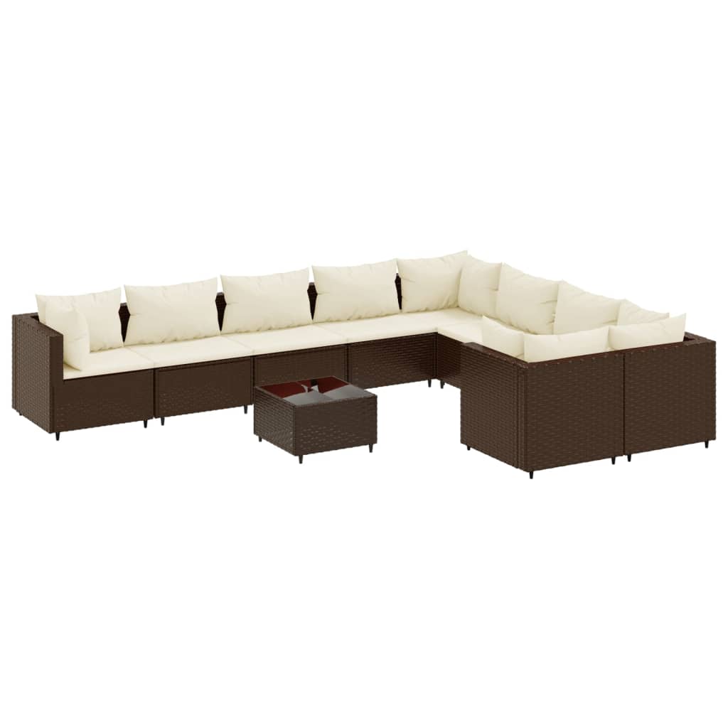 10-delige Loungeset met kussens poly rattan bruin is nu te koop bij PeponiXL, paradijselijk wonen!