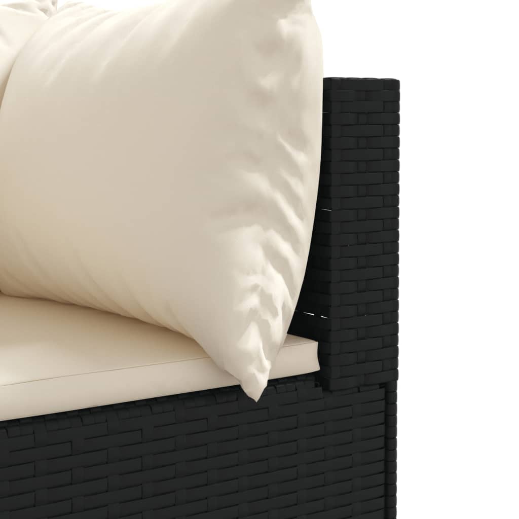 11-delige Loungeset met kussens poly rattan zwart