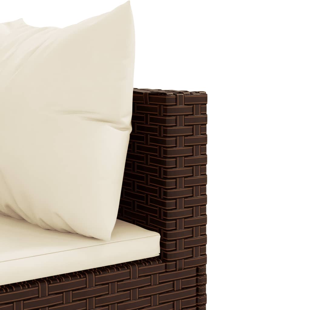 11-delige Loungeset met kussens poly rattan bruin