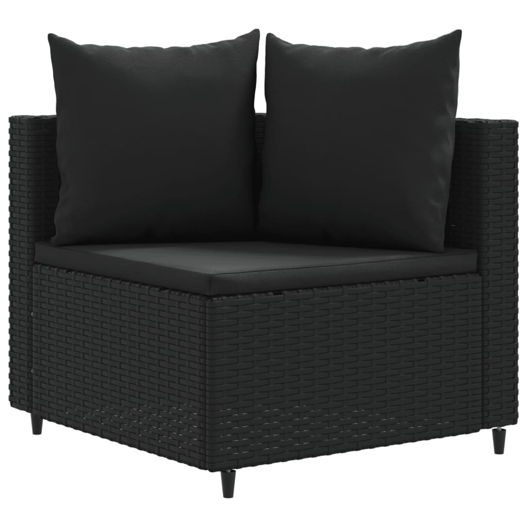 4-delige Loungeset met kussens poly rattan zwart is nu te koop bij PeponiXL, paradijselijk wonen!