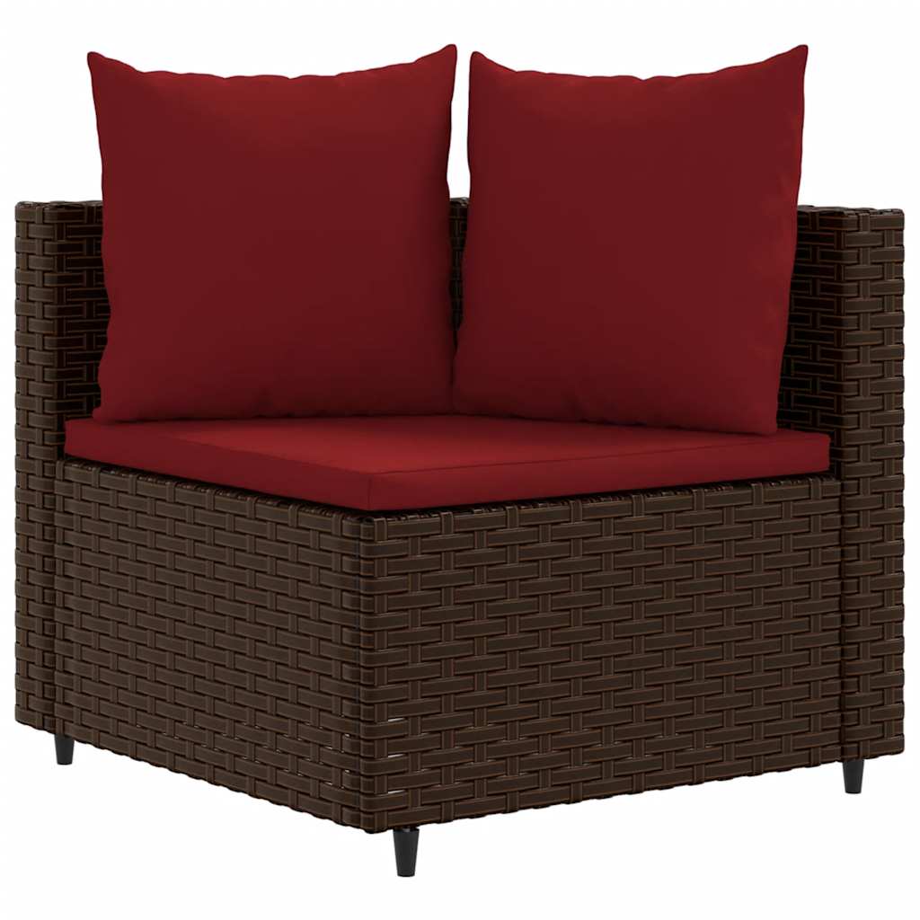 4-delige Loungeset met kussens poly rattan bruin