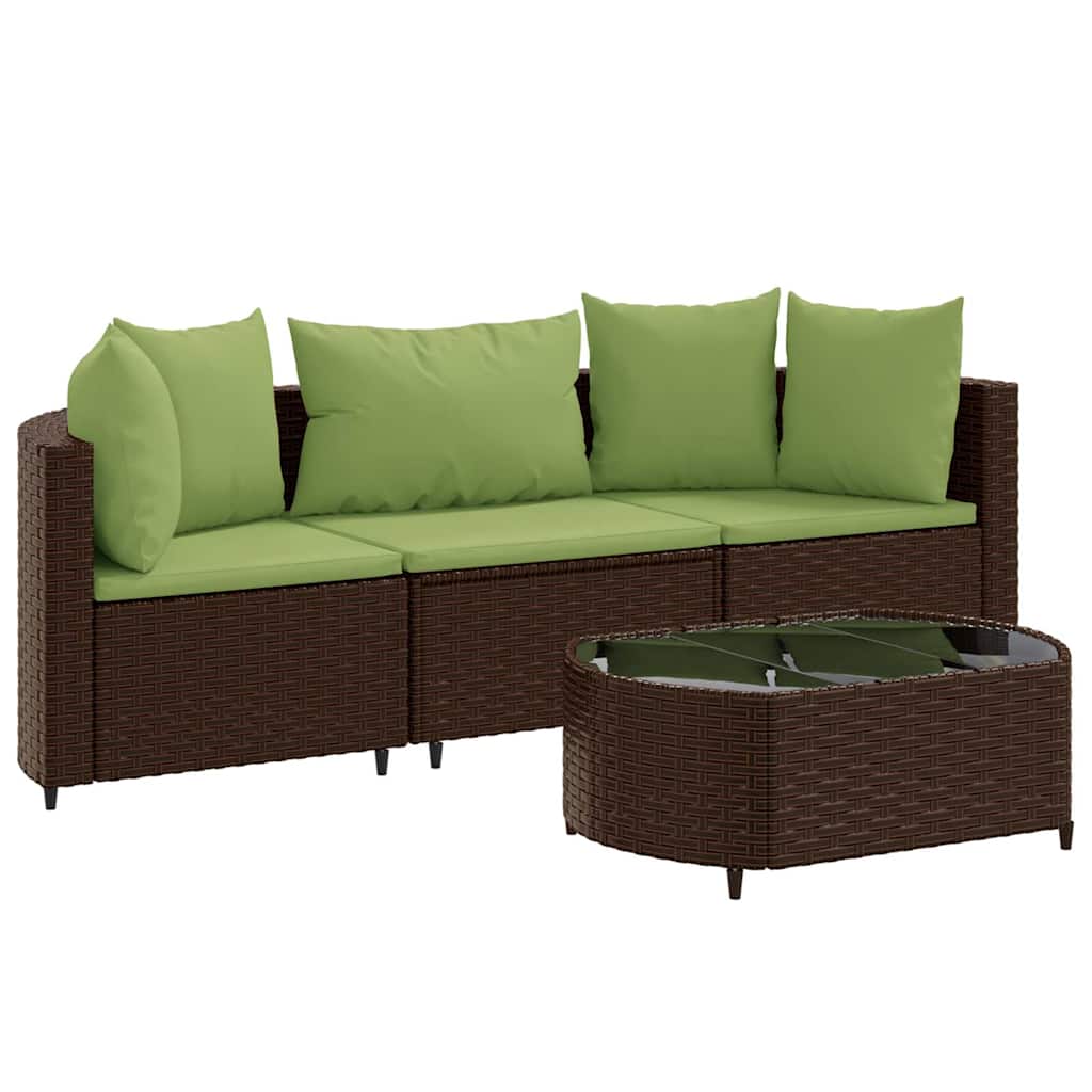 4-delige Loungeset met kussens poly rattan bruin is nu te koop bij PeponiXL, paradijselijk wonen!