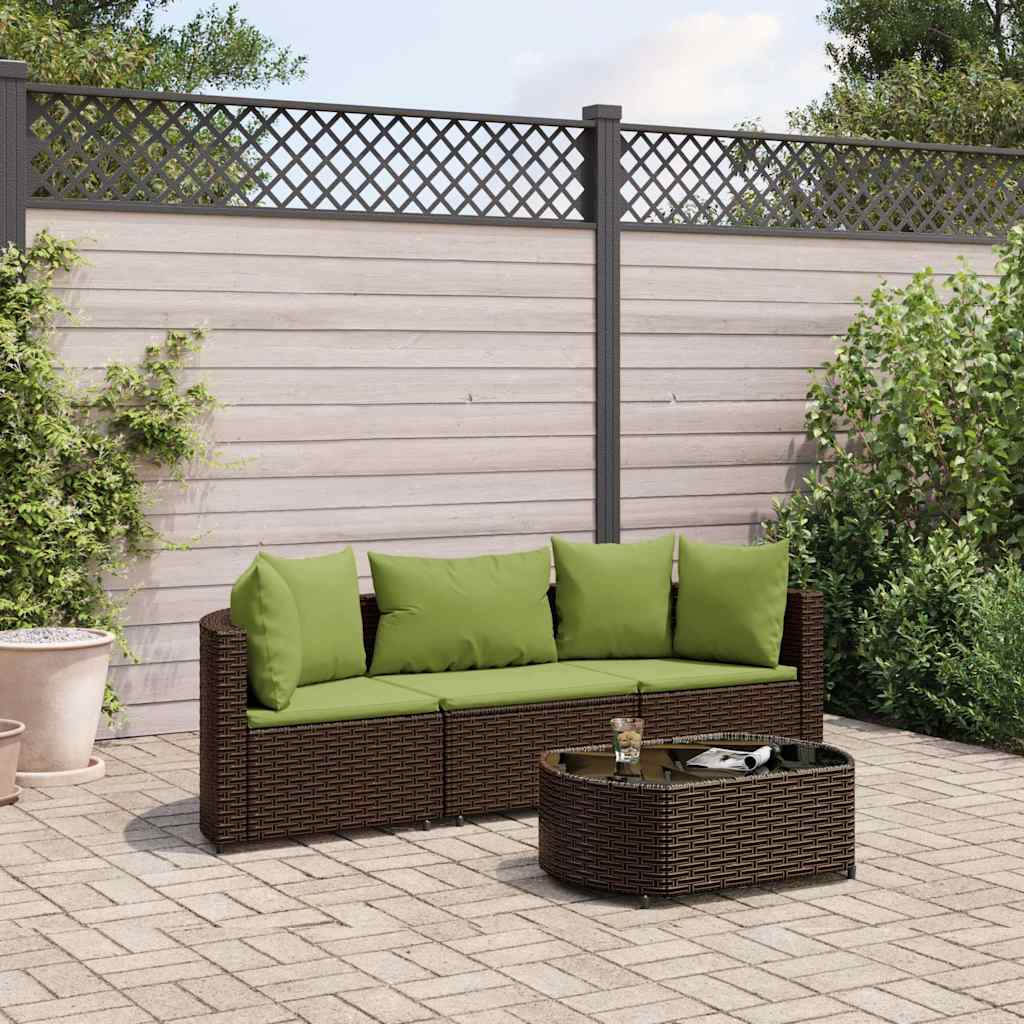 4-delige Loungeset met kussens poly rattan bruin is nu te koop bij PeponiXL, paradijselijk wonen!