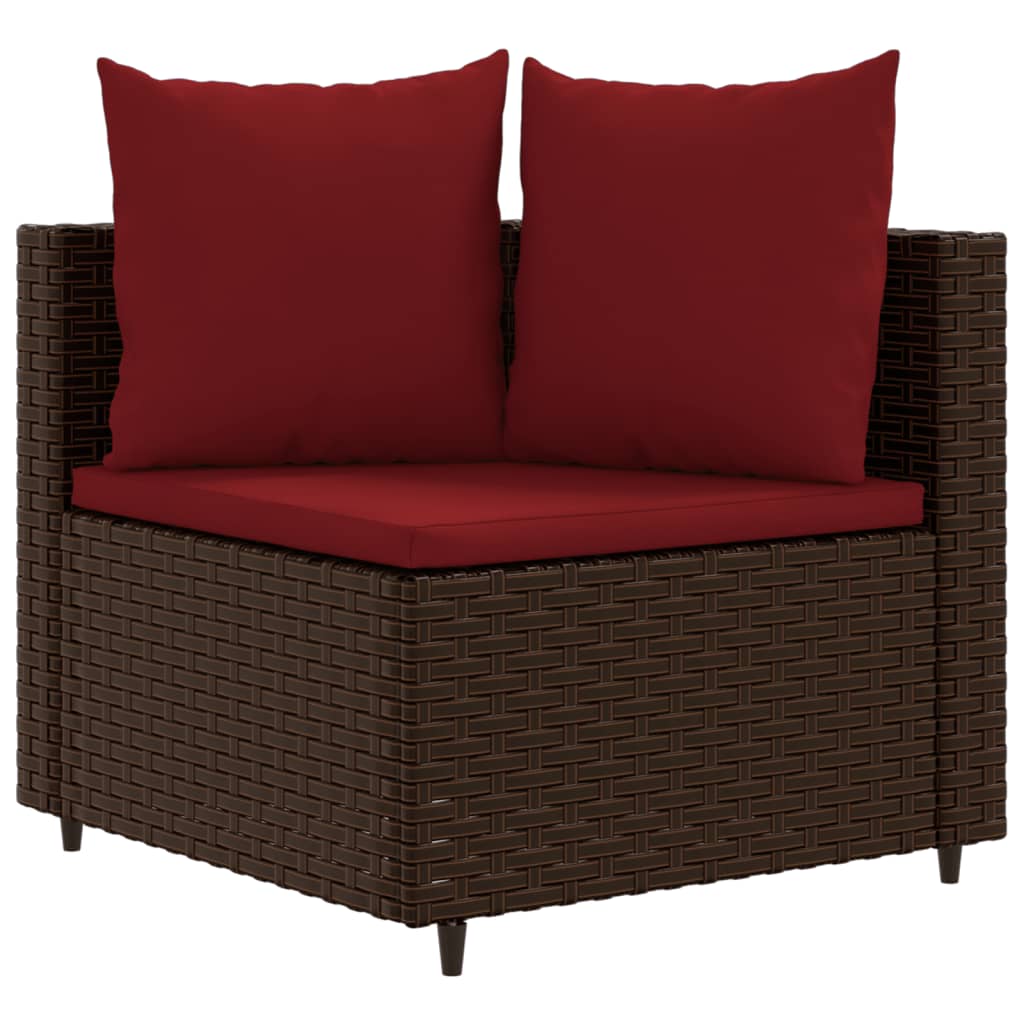 5-delige Loungeset met kussens poly rattan bruin is nu te koop bij PeponiXL, paradijselijk wonen!
