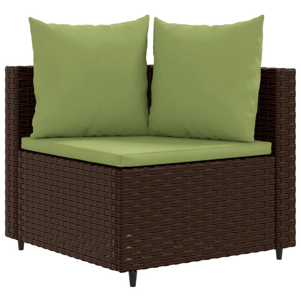 5-delige Loungeset met kussens poly rattan bruin is nu te koop bij PeponiXL, paradijselijk wonen!