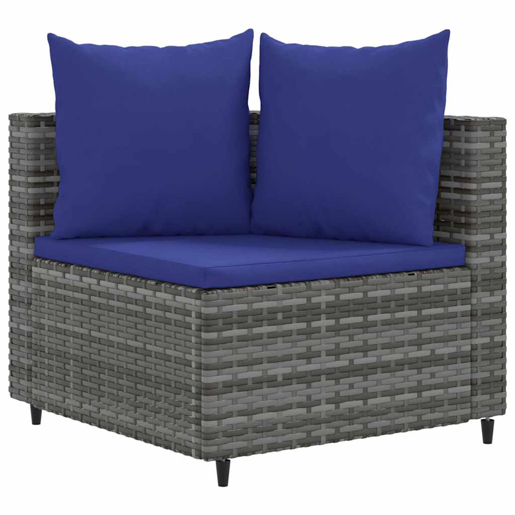 5-delige Loungeset met kussens poly rattan grijs