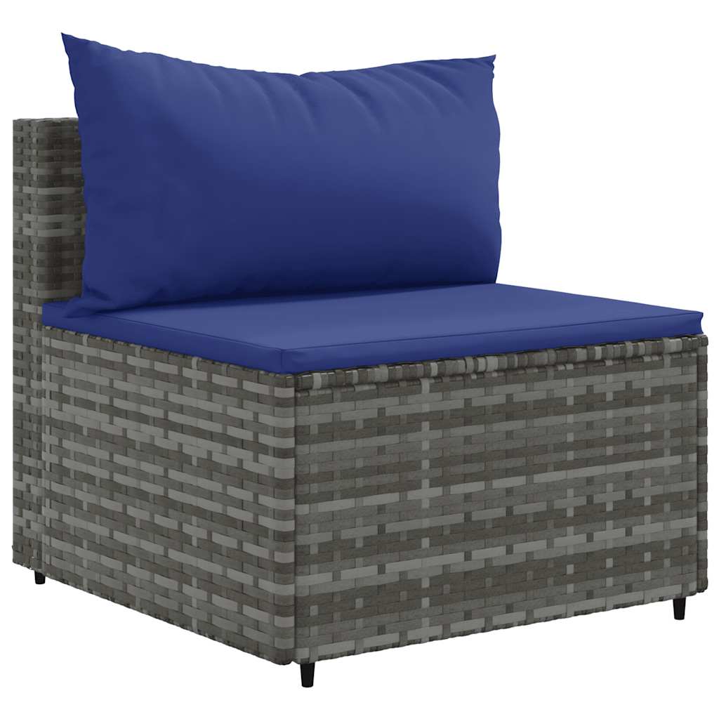 5-delige Loungeset met kussens poly rattan grijs