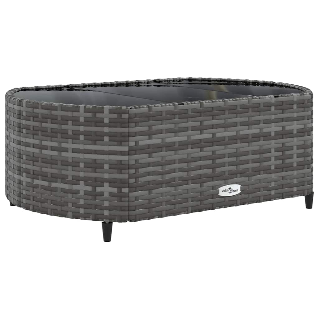 5-delige Loungeset met kussens poly rattan grijs