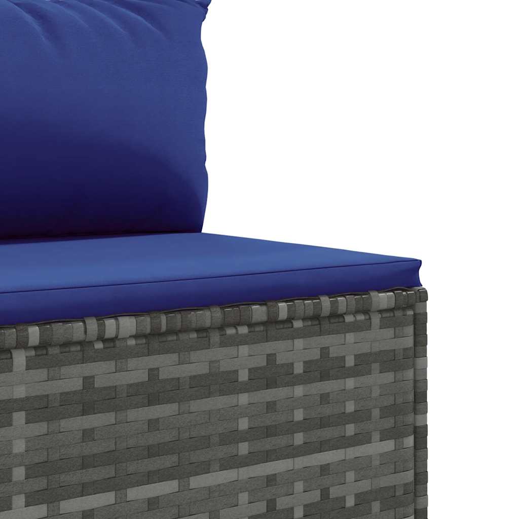 5-delige Loungeset met kussens poly rattan grijs