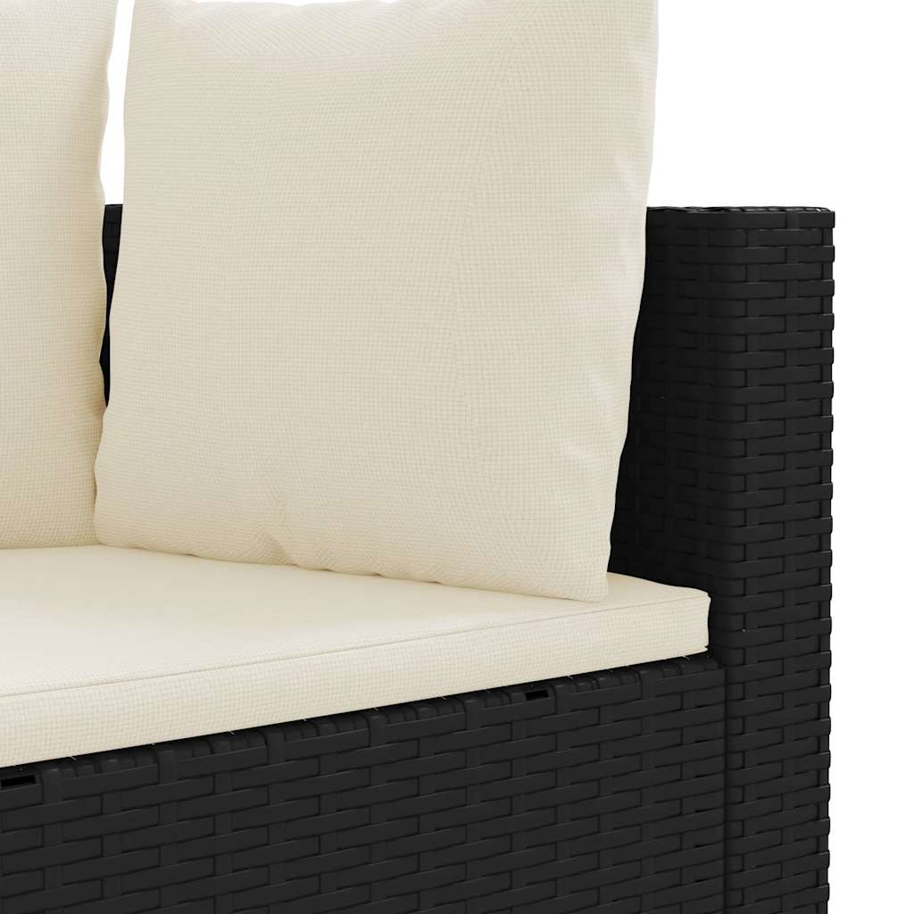 7-delige Loungeset met kussens poly rattan zwart