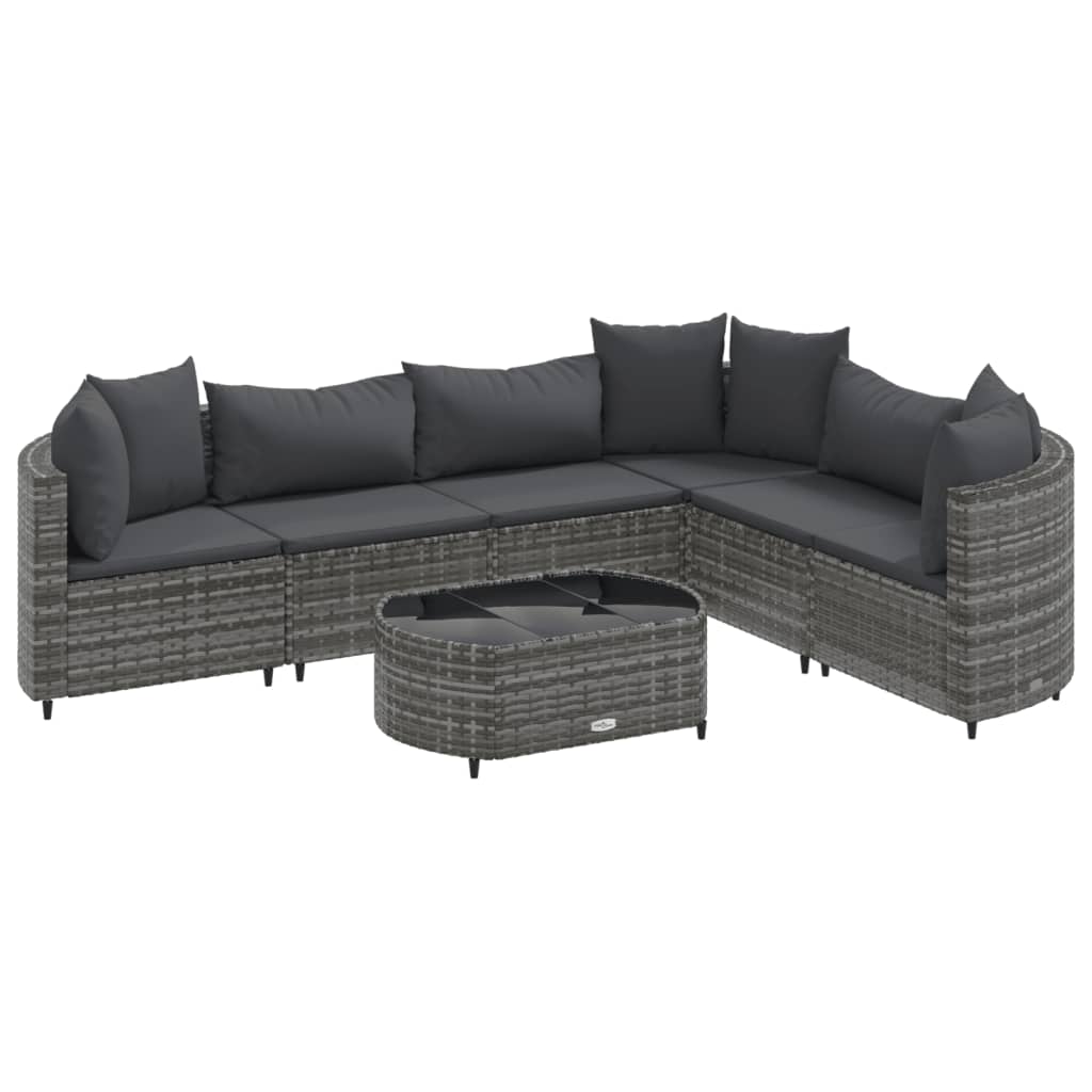 7-delige Loungeset met kussens poly rattan grijs is nu te koop bij PeponiXL, paradijselijk wonen!