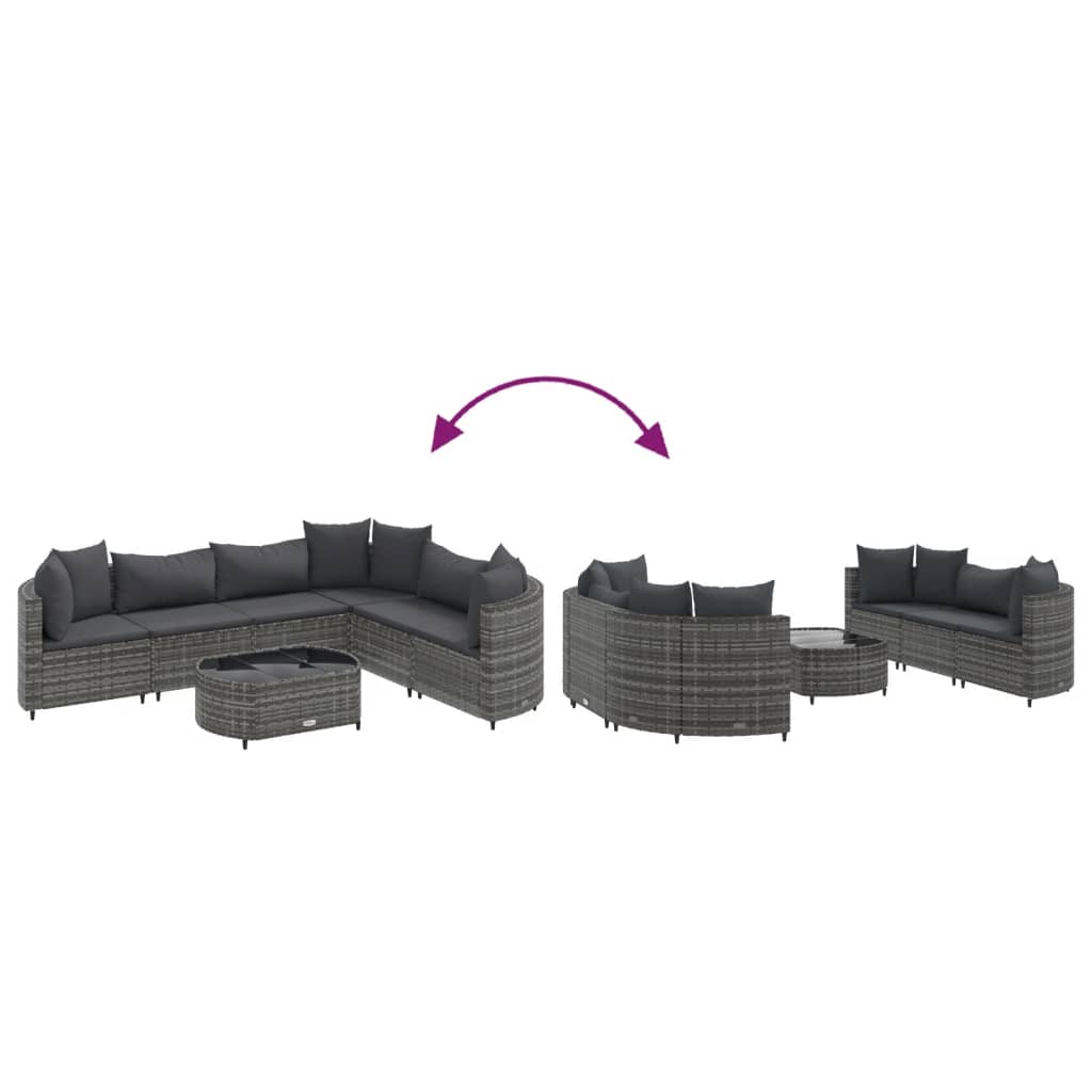 7-delige Loungeset met kussens poly rattan grijs is nu te koop bij PeponiXL, paradijselijk wonen!