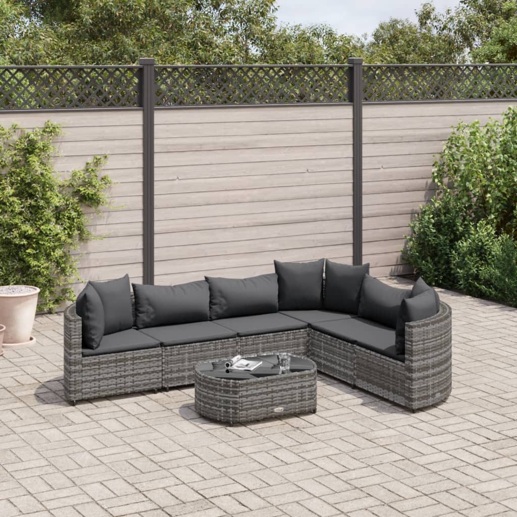 7-delige Loungeset met kussens poly rattan grijs is nu te koop bij PeponiXL, paradijselijk wonen!