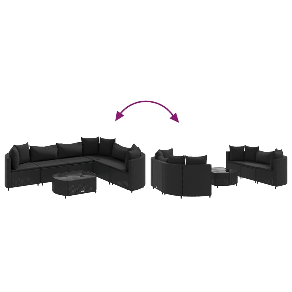 7-delige Loungeset met kussens poly rattan zwart is nu te koop bij PeponiXL, paradijselijk wonen!