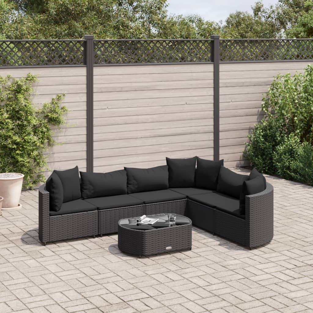 7-delige Loungeset met kussens poly rattan zwart is nu te koop bij PeponiXL, paradijselijk wonen!