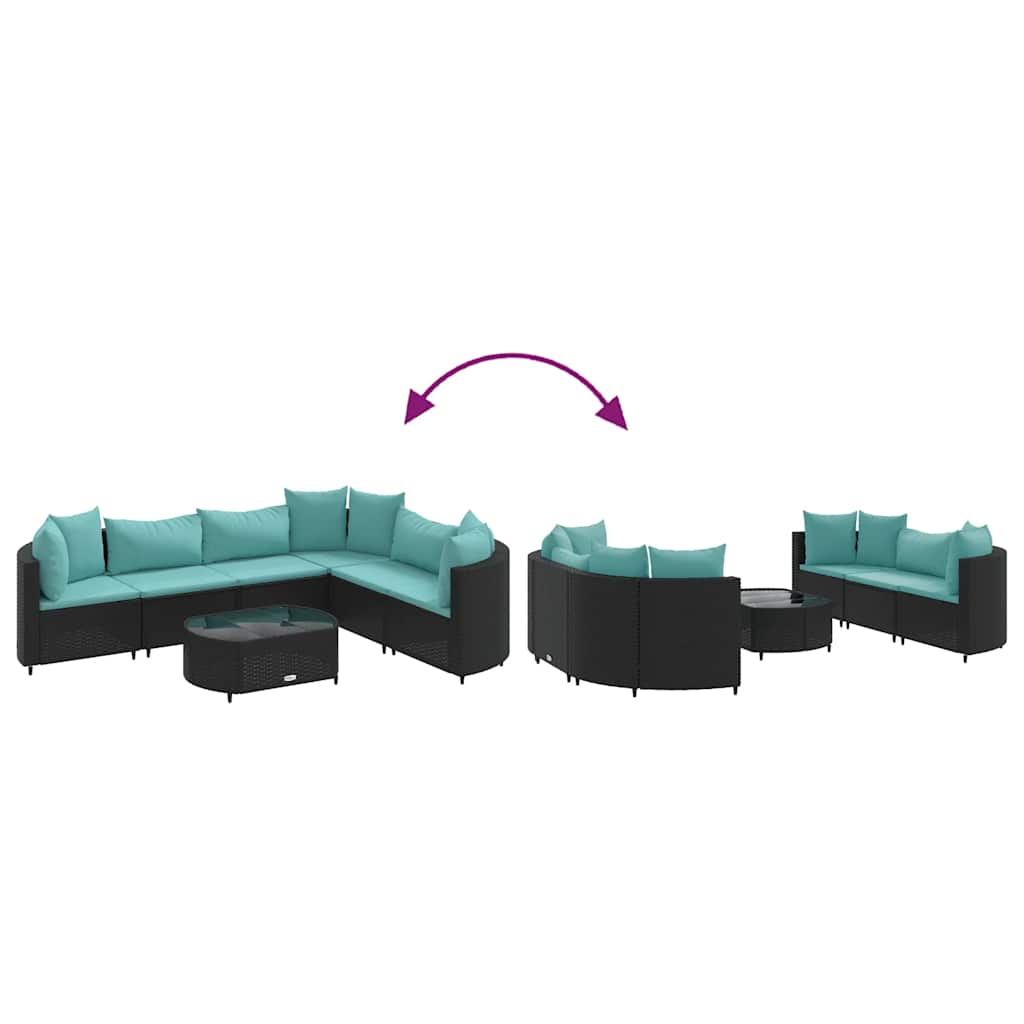7-delige Loungeset met kussens poly rattan zwart is nu te koop bij PeponiXL, paradijselijk wonen!