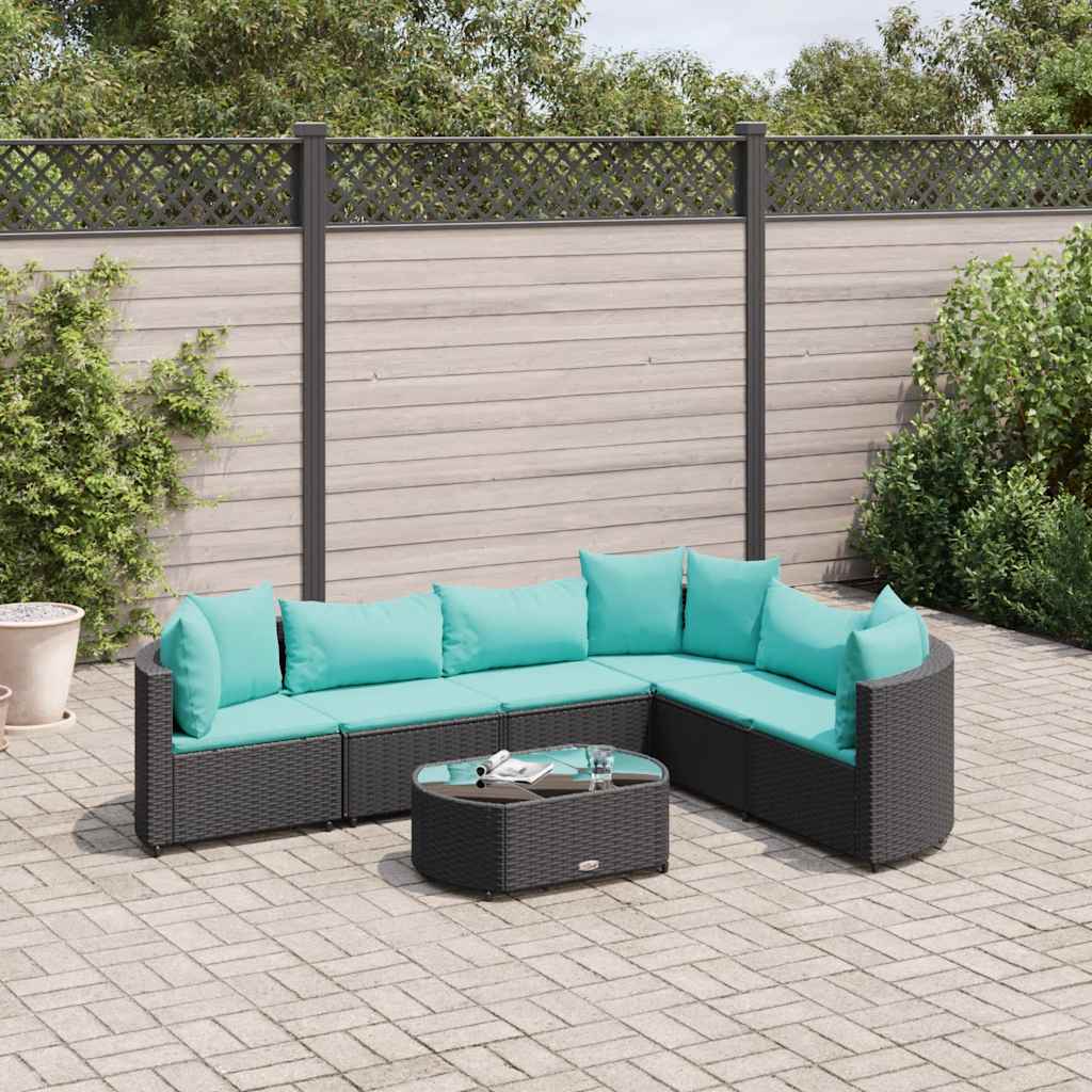 7-delige Loungeset met kussens poly rattan zwart is nu te koop bij PeponiXL, paradijselijk wonen!