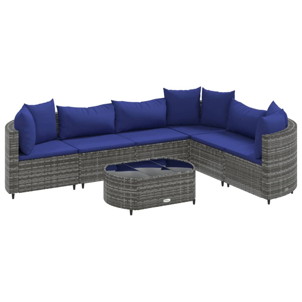 7-delige Loungeset met kussens poly rattan grijs is nu te koop bij PeponiXL, paradijselijk wonen!