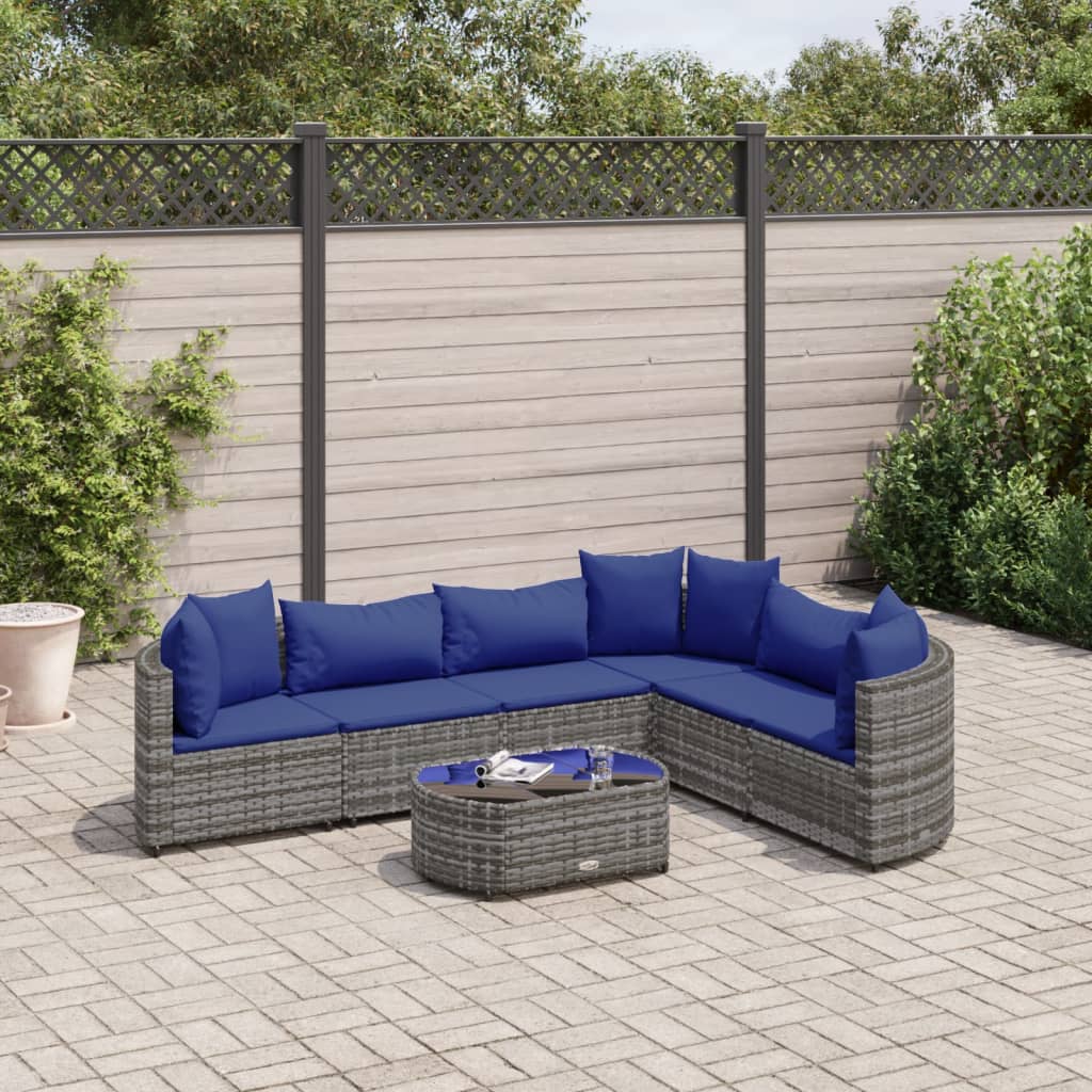 7-delige Loungeset met kussens poly rattan grijs is nu te koop bij PeponiXL, paradijselijk wonen!