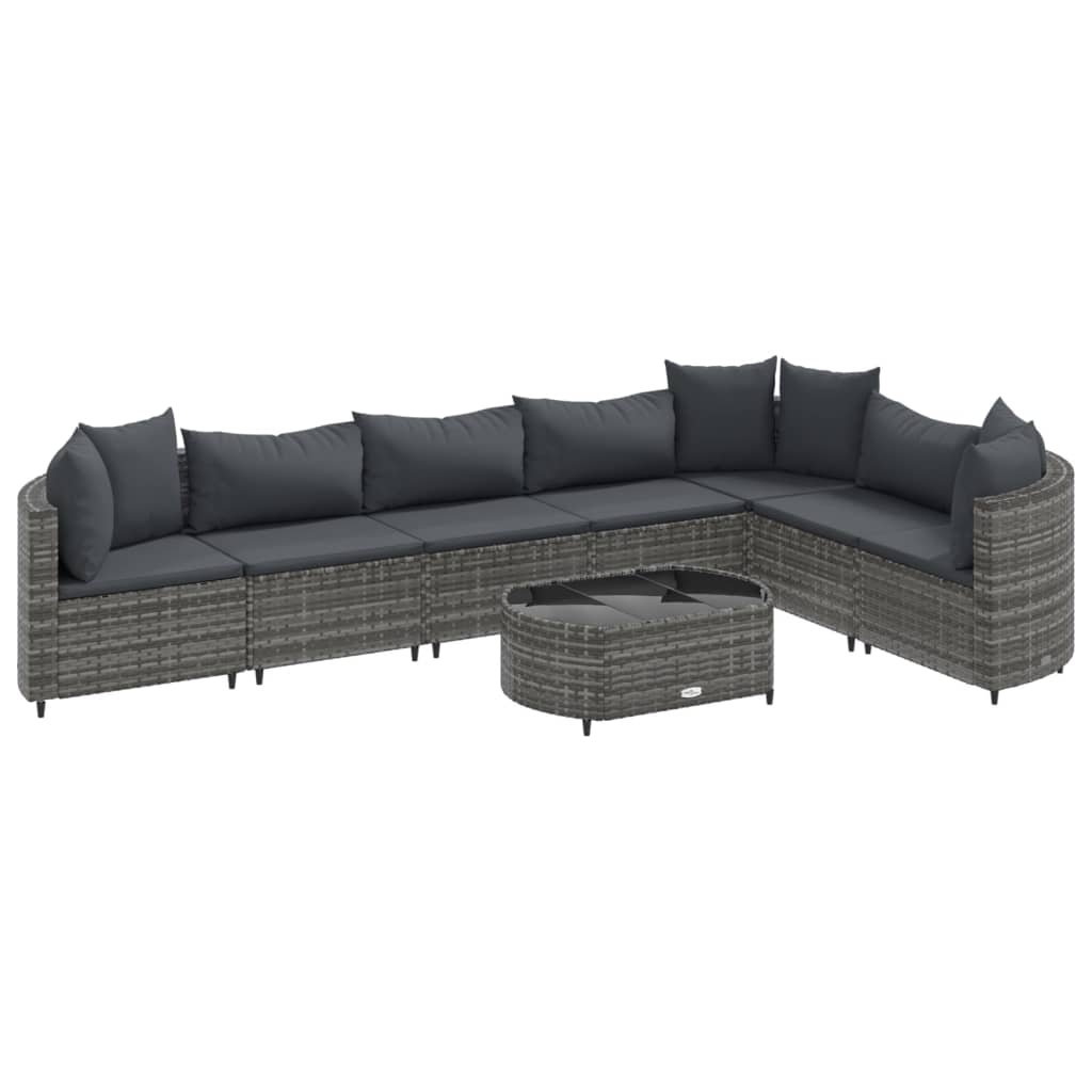 8-delige Loungeset met kussens poly rattan grijs is nu te koop bij PeponiXL, paradijselijk wonen!